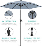 Best Choice Products 7.5ft Outdoor Solar Market Table Patio Umbrella for Deck, Pool w/Tilt, Crank, LED Lights - Breeze Blue