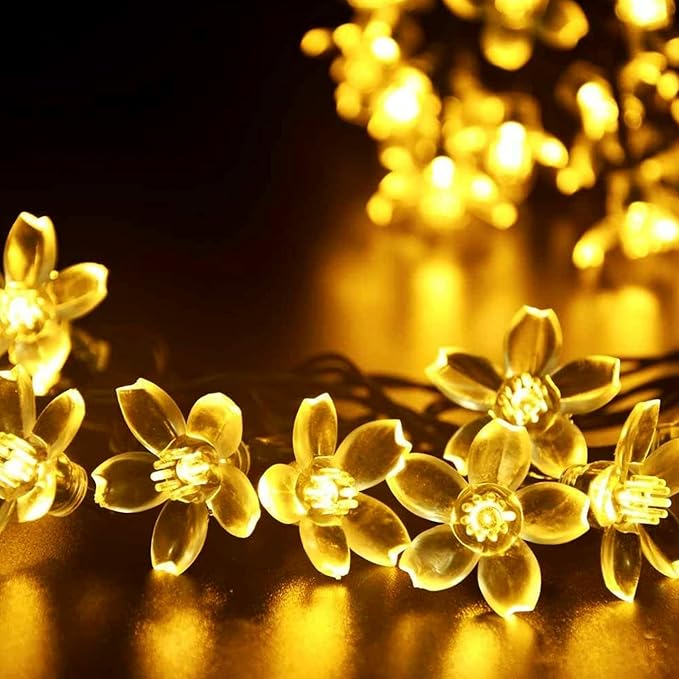 Indoor String Lights with Cherry Blossom Flowers, 100 Warm White LEDs
