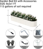Galvanized Metal Planter Round Raised Garden Bed Kit for Gardening Outdoor Garden Box Raised Flower Bed 1PC White 8X2X1FT