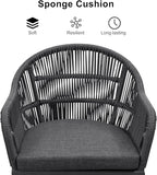 PURPLE LEAF 5 Pieces Patio Dining Set with Outdoor Aluminium Dining Table and Woven Chairs Modern Metal Furniture Cushions Sets for Garden Yard Indoor Decor Kitchen Gray