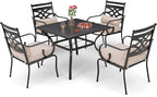 Sophia and William Outdoor Patio Dining Set for 4, Outdoor Table and Chairs, Removable Seat Cushions, Black 37" Patio Dining Table
