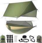 Sunyear Camping Hammock, Portable Single & Double Hammock with Net, 2 Person Hammock Tent with 2 * 10ft Straps, Best for Outdoor Hiking Survival Travel