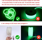 AC 110V COB LED Strip Lights Outdoor Waterproof 65.6ft, Green Super Bright 200W LED Rope Light, IP65 Flexible Cuttable, for Bedroom Garden Commercial House Gaming Room Decor