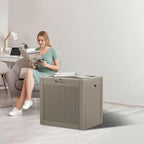 DRATO 34 Gallon Deck Boxes Resin Outdoor Storage Box UV Resistant Outside Deck Box with Lockable Lid for Patio Furniture（Grey，34 Gallon）