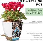 Plant Pots 8/7.5/7/6.5/6 Inch Self Watering Pots,5 Pack Planters with Drainage Holes and Saucers,Plastic Flower Pots,Nursery Planters for Indoor Outdoor Plants (White)