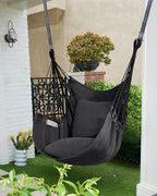 Halalona Hammock Chair Hanging Hammock Chair Rope Swing 2 Cushions Included-Sturdy & Durable Soft Cotton Hand Woven Hammock Swing for Bedroom, Porch, Patio-Indoor/Outdoor