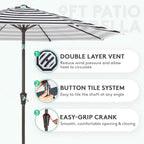 JEAREY 9FT Outdoor Patio Umbrella Outdoor Table Umbrella with Push Button Tilt and Crank, Market Umbrella 8 Sturdy Ribs UV Protection Waterproof for Garden, Deck, Backyard, Pool (Black & White Stripe)
