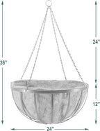 Arcadia Garden Products Round Hanging Planter Basket with Coco Liner 24 Inch
