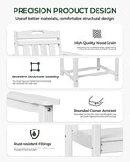 Patio Chairs Set of 2, HDPE Outdoor Dining Chairs with Wide Seat, All Weather Oversized Porch Chair for Garden, Backyard, Deck - White