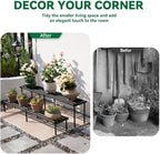 Metal Plant Stand, Rust-proof Aluminum Flower Pot Stand, Heavy Duty Planter Display Shelving for Patio Balcony Garden Living Room Decorative (Black, 47.2 Inch)