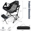 Folding Camping Chair, Black, Adjustable Back, Retractable Footrest