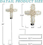 38Inch Solar Cross Garden Lights Outdoor Decorative - Solar Metal&Glass Cross White Hydrangea Flower Stake Lights- Waterproof 20 Warm White LED for Remembrance Gifts & Sympathy Gifts.