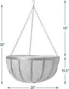 Arcadia Garden Products Coconut 1593 Solstice Round Hanging Basket Planter, 20-Inch, Black