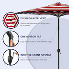 Abba Patio 9FT Lyon Outdoor Patio Umbrella Outdoor Table Umbrella with Push Button Tilt and Crank Market Umbrella 6 Sturdy Ribs UV Protection Waterproof for Garden Deck Backyard Pool, Star-Spangled