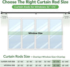 Time Forest Curtain Rods for Windows 32 to 170, 1 Inch Adjustable Black Heavy Duty Long Window Outdoor Curtain Rod for Patio, Modern Drapery Rods with Simple End Caps, Size 32"-170"