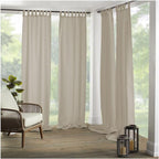 Elrene Home Fashions Matine Weatherproof Tab-Top Indoor/Outdoor Solid Color Curtain Panel for Porch, Pergola, Patio, Deck, 52”W x 84”L, Taupe