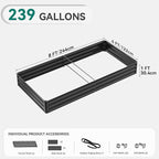 YITAHOME 96x48x12 in 2pcs Galvanized Raised Garden Bed Kit, Large Metal Planter Box with Gloves, Safety Rubber & Support Rod, Outdoor Flower Bed for Plants Vegetables, Black