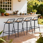 VINGLI 2 PCS Outdoor Swivel Bar Stools, 30 Inch Metal Barstools with Backrest & Footrest, 360° Rotating All-Weather Stools for Garden, Balcony, Kitchen Island (Teak)
