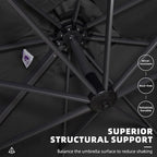 PURPLE LEAF 9' X 11.5' Square Cantilever Umbrella Patio Umbrella with Base Outdoor Umbrella Aluminum Offset with 360-degree Rotation for Garden Deck Pool Patio Black
