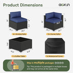 Aoxun 7 Piece Patio Furniture Set Wicker Rattan Patio Sectional Sofa Set Outdoor Seating Furniture with Thickened Cushion, Navy Blue