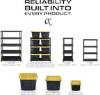 BLACK & YELLOW 5-Tier Heavy Duty Plastic Storage Shelving Unit, 5 Shelves Support up to 100lb/shelf, Organization and Storage, Weather-Resistant Design, Easy Assembly, American Made (72H x 24W x 20D)