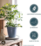 The HC Companies 12 Inch Eclipse Round Planter Pots with Drainage Holes & Attached Saucer, Lightweight UV-Resistant Plastic Indoor & Outdoor Planters, 6-Pack Flower Pots for Garden & Home Decor, Teal