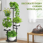 TOSKING 5 Tier Tall Plant Stand Indoor Outdoor, Heavy Duty Corner Plant Stand with Space-Saving Plant Shelf for Multiple Plants| Round Plant Table Design for Living Room Balcony Garden (Black, 38in)