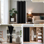 Joydeco Blackout Door Curtain for Doorway Privacy 80 Inches Long, Grommet Closet Curtain for Open Closet, Room Divider for Bedroom Living Room (Black, 32Wx80L, 1 Panel)
