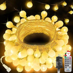 String Lights, 200 Warm White LED Fairy Lights with Remote, 75 Ft