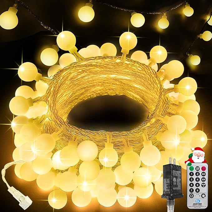 String Lights, 200 Warm White LED Fairy Lights with Remote, 75 Ft