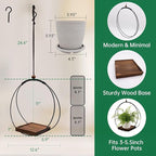 Hanging Planter for Indoor Plants,Plant Hanger with Sturdy Wood Base & Pot, Modern Boho Macrame Plant Hanger,Wall Ceiling Window Stands(2 Pack+Pots)