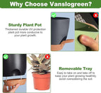 Planters for Indoor Plants, 8/7/6.5/6/5.5/5 Inch Self Watering Plant Planters with Drainage Hole, Plastic Planters Flower Pots for Indoor Outdoor Plants (Black)