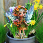 Fairy Garden Stake Decor, Acrylic 2D Garden Fairy Decoration, Fairy Garden Accessories for Outdoor Indoor Yard Lawn Pot Plants (Floral Girl)