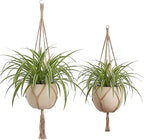 EBOOT 2 Pack 41 48 Inch Large Macrame Plant Hanger Rope to Hang Flower Pot Plant Holder for Indoor Outdoor Decorations, 4 Legs (Linen Color)