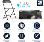 Flash Furniture Hercules Series Plastic Folding Chair - Black - 20 Pack 650LB Weight Capacity Comfortable Event Chair-Lightweight Folding Chair