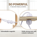Hion Magnetic Curtain Tiebacks White 2pcs, Curtain Tiebacks Buckles Holdbacks Holders Hooks Clip for Home Bedroom Office Decorative Curtain