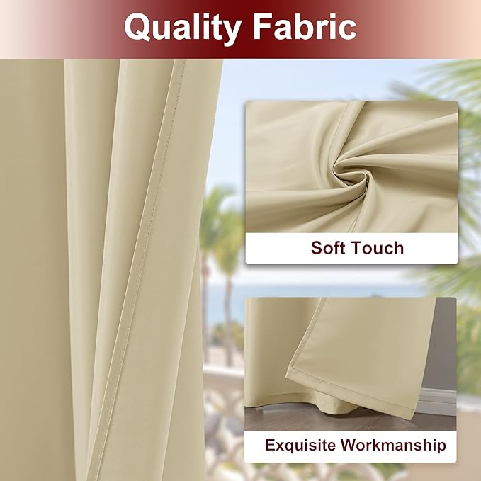 HolidayIdeas Grommet Outdoor Curtains for Patio Waterproof 8 Pcs All Weather Balcony Outside Curtains for Apartments, Gazebo, Pergolas, Porch, 54x95 Inch, Cream