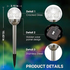 SOLPEX Solar Garden Lights Outdoor, 6 Pack Multi-Color Changing&White 2 Modes Solar Powered Glass Ball Garden Lights, Waterproof for Patio Decoration