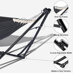 2-in-1 Hammock & Swing Chair for Teens – Adjustable Folding Chair with Collapsible Steel Stand, Portable for Camping, Travel, Patio & Indoor Use, Includes Carrying Case, Supports 440 LBS