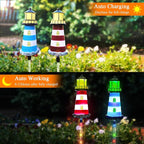 Solar Lights Outdoor 2 Pack, Solar Garden Lamps, Outdoor Decorations, Garden Decorative lamp in The Shape of a Lighthouse, a Unique Gift for Women, a Gift for Grandmother