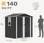 DWVO 6x4ft Metal Outdoor Storage Shed - Image 8