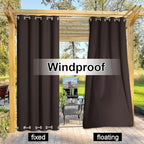 NICETOWN Outdoor Curtain 95 Long for Patio Waterproof, Thermal Insulated Blackout Curtain/Drape with Grommets on Top and Bottom for Indoors and Outdoors (1 Piece, 52 Inch by 95 Inch, Toffee Brown)