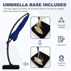GarveeLife 11FT Cantilever Patio Umbrella With Base Included, Cantilevers Outdoor Umbrella Heavy Duty Offset, Aluminium Curved Cantilever Umbrella