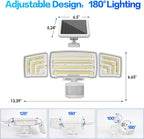 Energetic Solar Outdoor Lights, 1800LM 150 LED Security Motion Sensor Outdoor Lights with Remote Control, IP65 Waterproof Floodlight, 3 Head Motion Detected Spotlight for Garage, Pack of 2 (White)