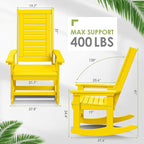 GREENVINES Outdoor Rocking Chair Set | 3-Piece | 2 Rocking Chairs with 1 Side Table | Porch Rocker | HDPE Plastic | Yellow | Patio Furniture Sets | High Back | Big & Tall | Ladder Back