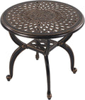 Side Table, Round Cast Aluminum Patio End Table in Copper, 20.8 Inch