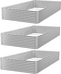 3 Pack 8x4FT Raised Beds for Gardening, Corrugated Galvanized Steel Raised Garden Bed, Outdoor Metal Above Ground Garden Bed for Vegetables and Flowers(Rectangular)