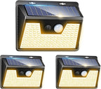 Peasur Solar Lights Outdoor Waterproof [3 Pack/140LED], Warm White Motion Sensor Lights Dusk to Dawn, 3 Modes Solar Fence Security Lighting for Wall Garden Yard Stair Outside