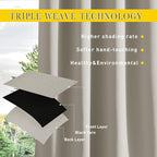 NICETOWN 2 Panels Natural Gazebo Curtains Outdoor Waterproof & Windproof, Top & Bottom Rod Pocket & Back Tab Windproof Privacy Outdoor Curtains Blackout Blinds with Fixed Rope for Patio, W52 x L95