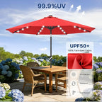 ABCCANOPY Durable Solar Led Patio Umbrellas with 32LED Lights 9FT (Red)